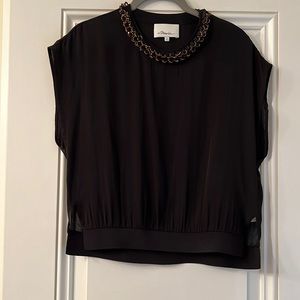 3.1 Phillip Lim  size 2 black top with beading at neck